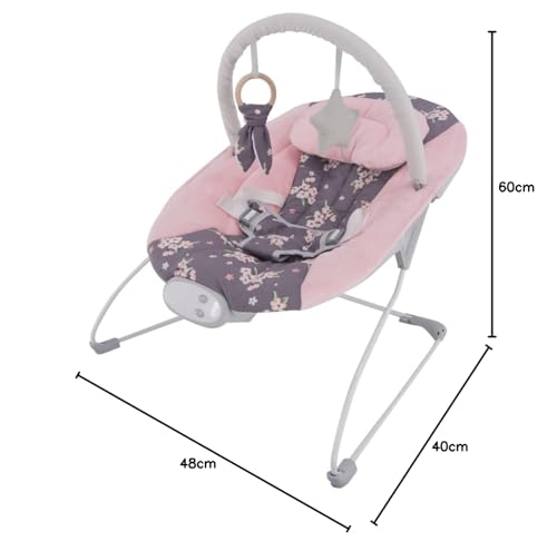LADIDA Baby Bouncer with Soothing Music and Vibration, Adorable Plum Blossom Design, Suitable for Newborns(148)