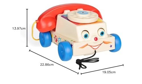 Basic Fun Fisher Price Classics Chatter Telephone Toy | Pull Along Retro Toddler Phone with Moving Eyes and Dial | Gift for Babies and Toddlers Aged 12 +