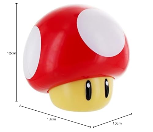 Paladone Super Mario Brothers Mushroom figure light with sound, officially licensed collectible for kids' bedrooms and movie fans.