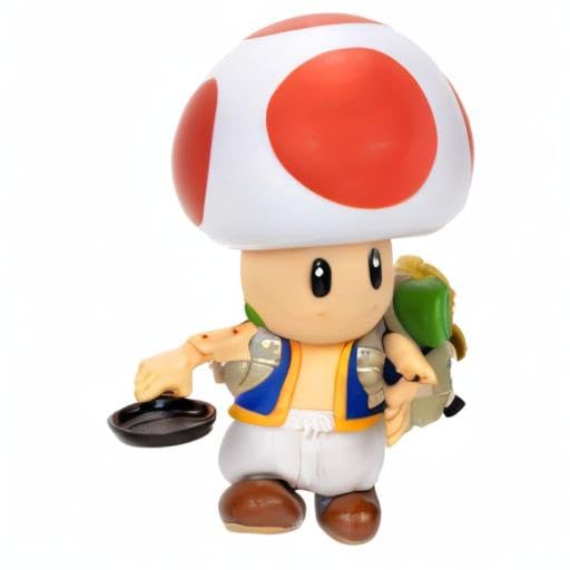 Super Mario Bros. Movie Nintendo Toad 5-inch action figure holding a frying pan accessory, detailed character from the movie.