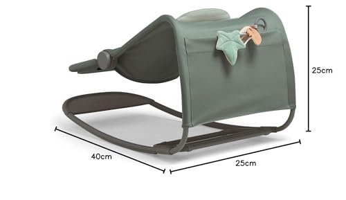 Mamas & Papas Tempo 3-in-1 rocker and bouncer for babies with removable magnetic toy bar and 3-point harness in Ivy color