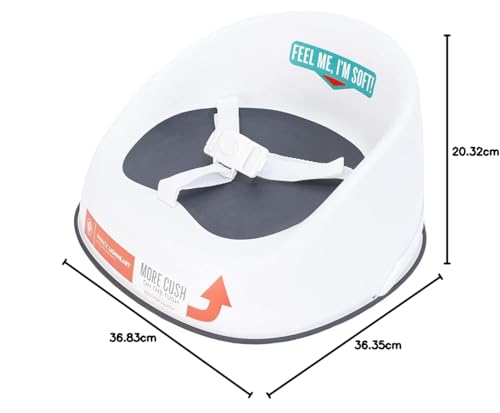 Prince Lionheart Booster Squish Seat | 18m+ - 5yrs (60lbs) | Lightweight | 3-Point Harness | Rigid Base | Springy Seat | Slip-Resistant | Attached To Chair & Child - Galactic Grey