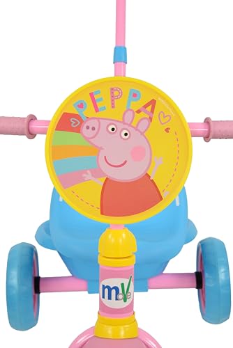 Peppa Pig 53cm Trike with Bucket | Kids Front Pedal Tricycle | Fully Licenced Colourful Bike with Adjustable Handlebars & Parental Steering Handle