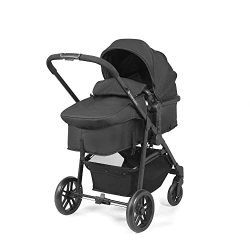 Ickle Bubba Star 3-in-1 Travel System with Astral Group 0+ Car Seat – Convertible Pram & Pushchair, Suitable from Birth to 15kg (Approx. 3 Years*), Spacious Basket & All-Terrain Wheels (Black)