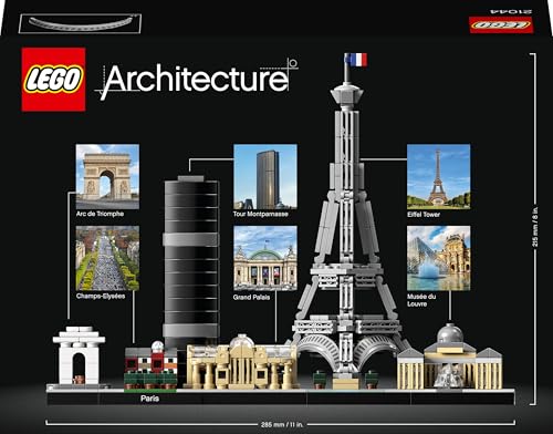 LEGO Architecture Paris model building set featuring Eiffel Tower and Louvre, perfect for office home décor and collectors.