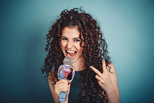 LEXIBOOK Frozen Bluetooth microphone with voice changer, phone holder, built-in speaker, blue color, MIC240FZ.