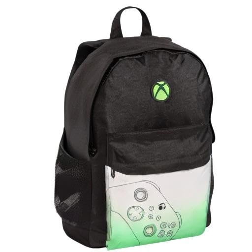 Popgear Xbox controller backpack for kids in green and black, featuring official gaming merchandise design.
