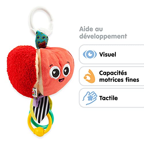 Lamaze Archer the Apple sensory baby toy with colorful clips and sounds for newborns and infants aged 0-24 months.