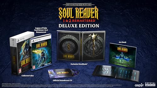 Legacy of Kain: Soul Reaver 1 & 2 Remastered Deluxe Edition game case for PS5, featuring dark artwork and game title branding.
