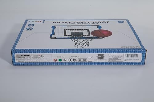 TEMI Indoor Basketball Hoop for Kids, LED Light Door Basketball Hoop, Mini Backboard with Electronic Scoreboard & 4 Balls, Basketball Kids Gift 5 6 7 8 9 10 11 12 Year Old Boys Girls Teen