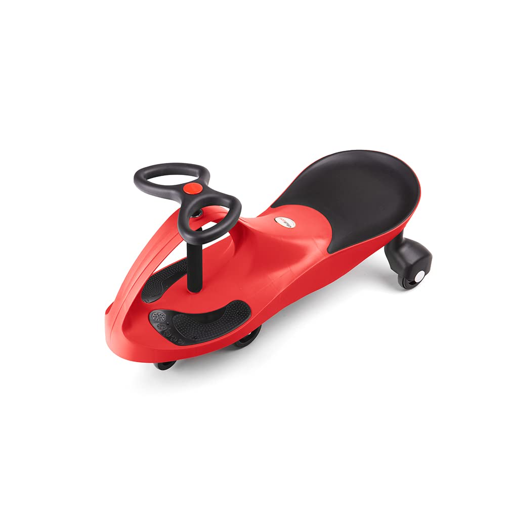Didicar Fiery Red ride-on wiggle car for kids with seat and steering wheel, suitable for indoor and outdoor toddler play.