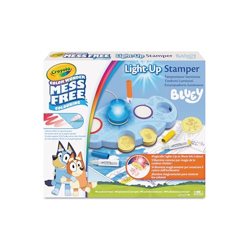 CRAYOLA Bluey Color Wonder Magic Light-Up Stamper | Includes 10 Bluey Stamps, 3 Markers, Stickers & 18 Colouring Pages | Magic Colouring Fun for Kids Ages 3+