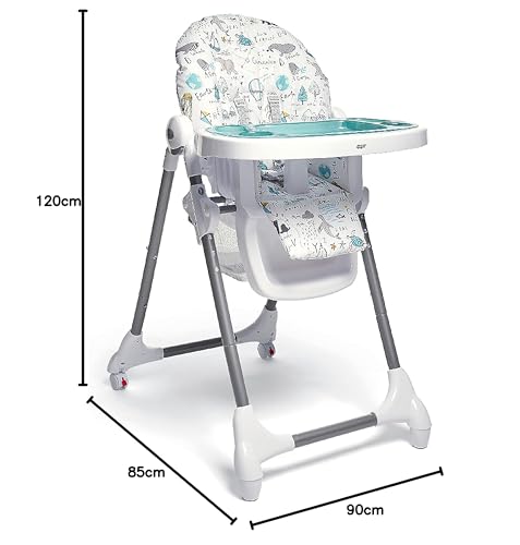 Mamas & Papas Snax Adjustable Highchair, Reclines, Foldable with Removable Tray, Happy Planet