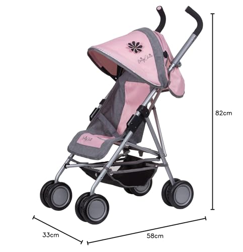Daisy Chain Zipp Max Dolls Pushchair – Adjustable handles from 76-82cm. For children of 4, 5, 6, 7, 8 or 9 years. (Classic Pink)