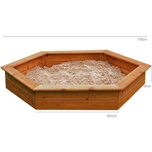 Garden Games Large Hexagonal Wooden Sandpit with Lid- Children's Sandpits