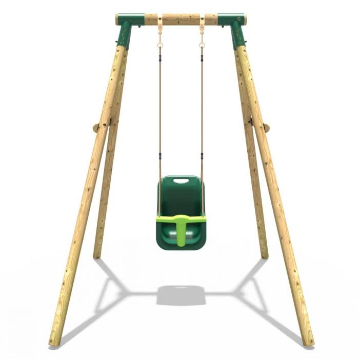 Rebo Baby Wooden Garden Swing Set - Pluto | OutdoorToys | Strong and Sturdy Children's Swing Set, Pressure Treated Timber, Soft-Feel Ropes, Baby Swing Seat