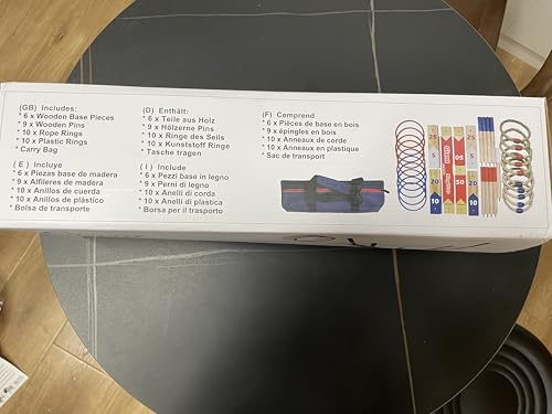 wooden Ring Toss Games, Premium Quoits Garden Game Set, Throwing Tossing Game (Large)