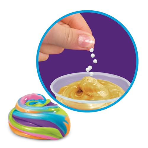 LEXIBOOK Slimy Mix Kit with 12 vibrant colors and accessories, perfect for creating and customizing slime at home.