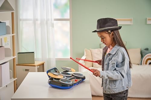 VTech Kidi DJ Drums, Light-up Electronic Drum Kit for Kids, with 4 Drums, 2 Cymbals, Drum Sticks, Bluetooth, Coach Mode and More, Music Toy for Ages 5, 6, 7Plus Years, English Version