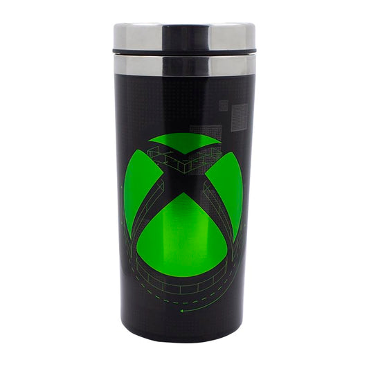 Paladone Xbox travel mug with Xbox logo, 450ml drinks flask, keeps beverages hot or cold, ideal for gamers and commuters.
