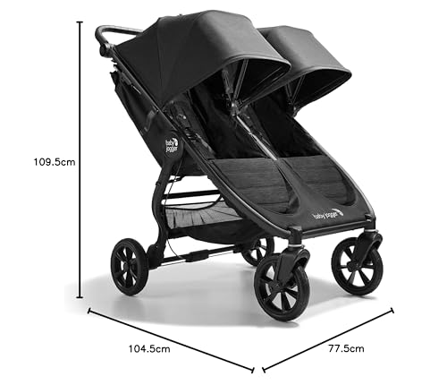Baby Jogger City Mini GT2 Double All-Terrain Double Pushchair | Lightweight, Foldable Stroller | Opulent Black