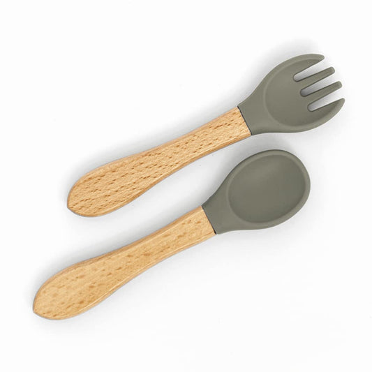 Yum Yum's Baby 10 Pcs Grey Weaning Set - Complete Toddler Feeding Kit w/Sectioned Plate, Suction Bowls, Cutlery with Mouth Guard, Straw Cup, Bib & Mat - Non-Slip - for Toddlers & Baby Gift
