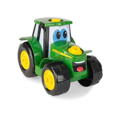 John Deere Build A Johnny Tractor, 16 Piece Building Farm Toy Car, Tractor Toy With Motorised Drill For 18 Months, 2, 3 and 4 Years Old Boys and Girls