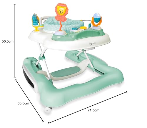 MyChild Little Explorer Activity Walker, Sage Green - Activity Center Baby Walker - Easy fold Frame for Storage - 6 Months + Anti Fall Blocks for Extra Safety and 3 Height Adjustment.