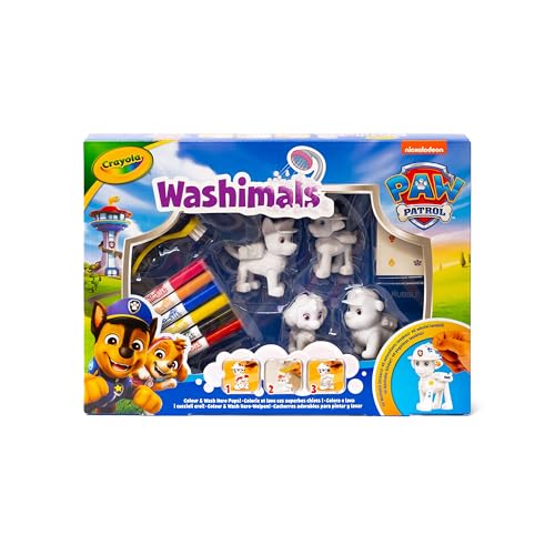 CRAYOLA Washimals - Paw Patrol Activity Set |Includes 4 Washable Figures, 6 Washable Markers, 40 Stickers and Brush | Suitable for Ages 3+