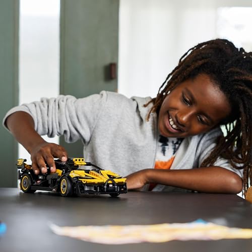 LEGO Technic Bugatti Bolide racing car model set with detailed engineering design, suitable for kids aged 9 and up.