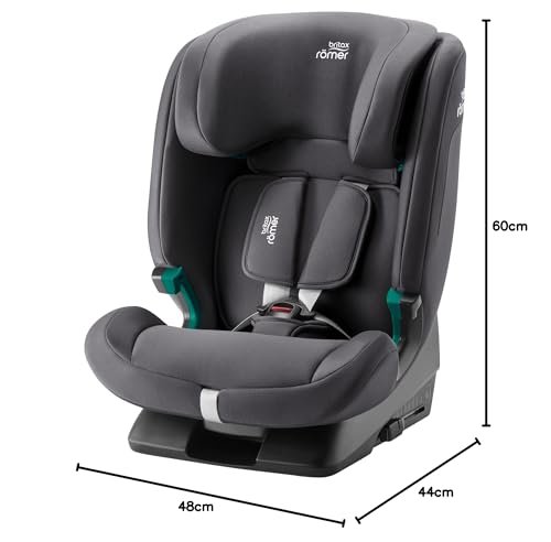 BRITAX RÖMER Car Seat EVOLVAFIX, with ISOFIX, Child from 76 to 150 cm (i-Size), from 15 Months to 12 Years, Midnight Grey