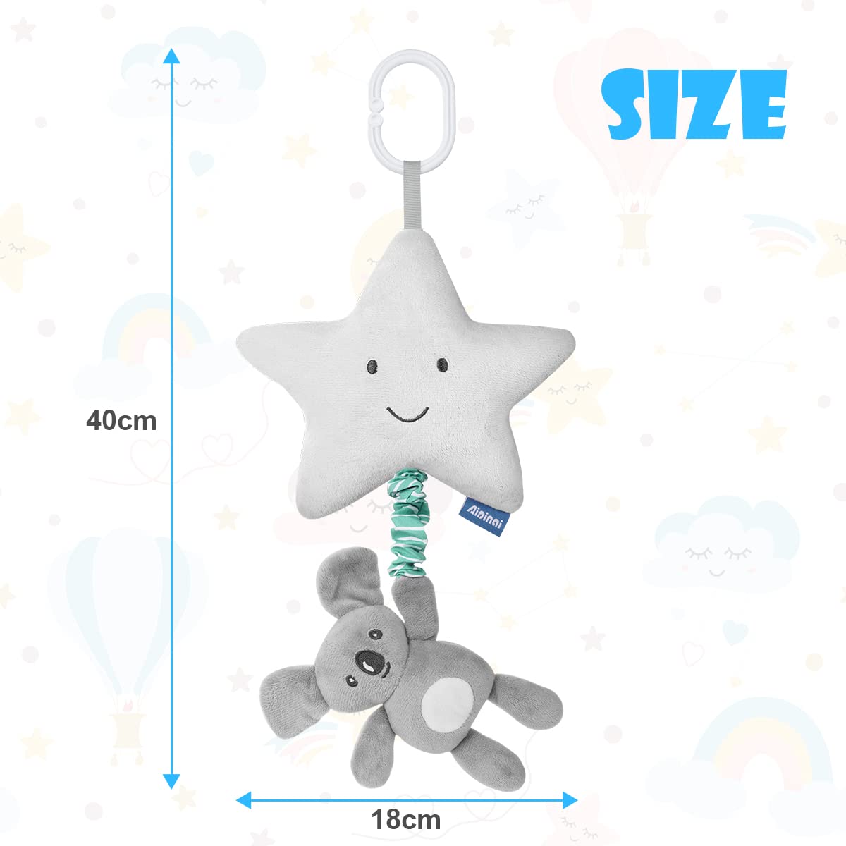 Colorful Vicloon baby pram toys with plush soft animals and music, designed for pushchair activity and entertainment.
