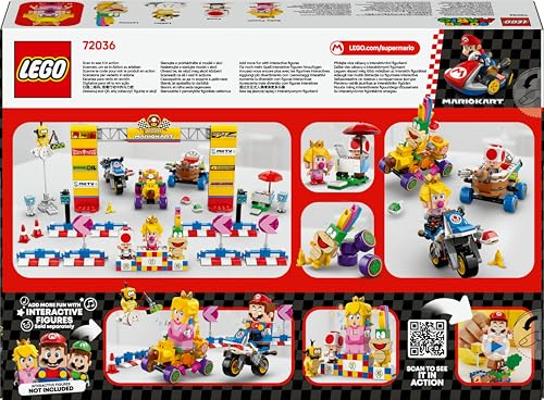 LEGO Super Mario Baby Peach & Grand Prix building toy set with 4 Nintendo character figures and vehicles, for kids 8+.