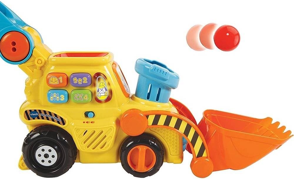 VTech POP and Drop Digger, Educational Push Along Digger for Toddler, Toy Gift for 12 Months to 2 3 Years Boys and Girls. English Version