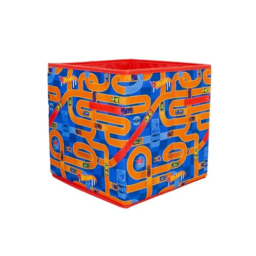 CHARACTER WORLD Hot Wheels Officially Licensed Storage Boxes | 2 pack Foldable Storage Cubes| Perfect For Organising Children's Room, Kids Playroom, 30 x 30cm, Blue, Orange