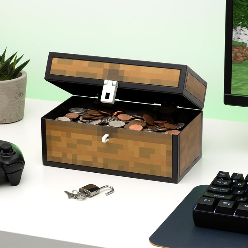 Minecraft Officially Licensed Chest Money Box, Gaming Room Decor and Merchandise for Boys and Girls, Piggybank Gift Accessory for Playroom and Bedroom | Paladone