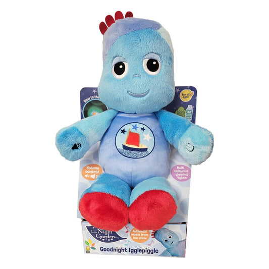 In the Night Garden Goodnight Igglepiggle, Iggle Piggle Teddy Bear sings lullabies & has soft glowing lights to help a child drift off to rest & sleep. Suitable from birth.