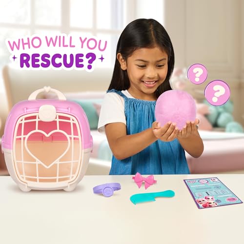 ScruffaLuvs Pet Scruffs Pink - Mystery Plush Toy, 7.5" Tall - Wash to Reveal 1 of 3 Rescue Pets: Puppy, Bunny, or Kitty - Includes 8.7" Deluxe Pet Carrier