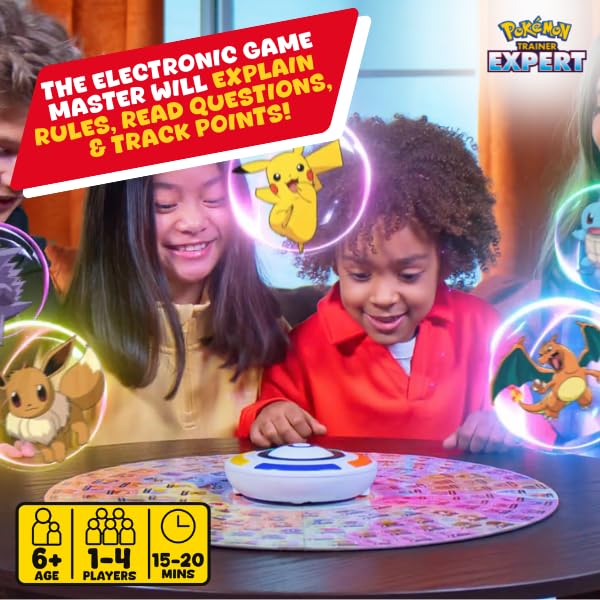 Pokémon Trainer Expert Game with double-sided board for guessing Pokémon characters, suitable for ages 6 and up.
