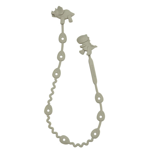 PandaEar silicone baby toy straps in a 5-pack, adjustable dinosaur pacifier clips for bottles, strollers, and high chairs.