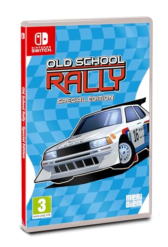 Nintendo Switch game cartridge for Old School Rally Special Edition by MDM Meridiem Games, featuring colorful racing artwork.