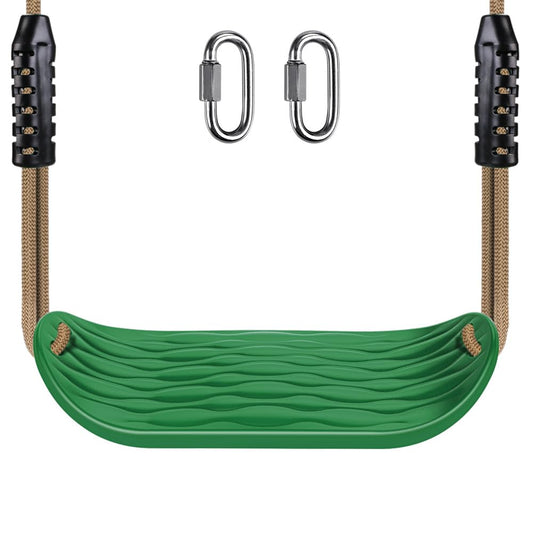 BeneLabel kids swing seat made of hard plastic with adjustable rope, suitable for indoor or outdoor use, green water ripple design