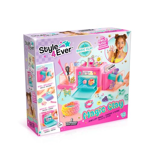 Canal Toys Style 4 Ever Magic Clay Jewellery Factory kit with machine, accessories, and clay for creating rings, bracelets, and charms.