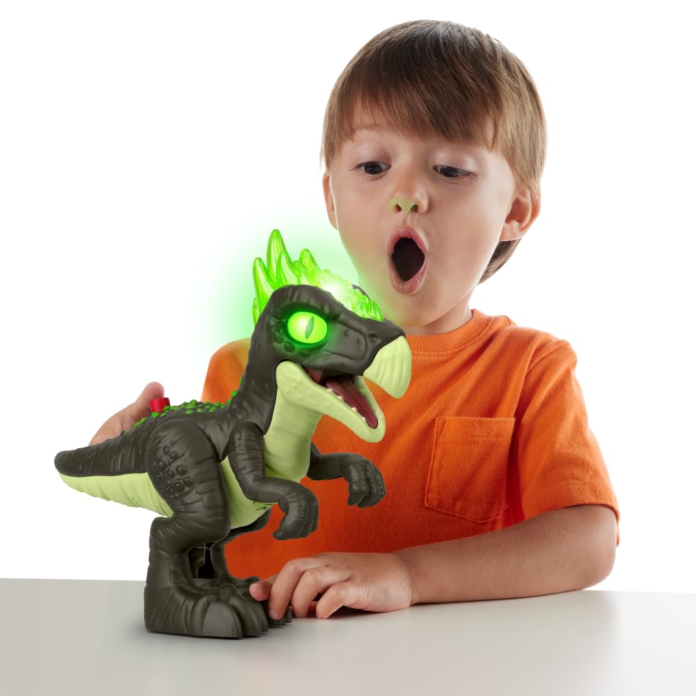 Fisher-Price Imaginext Jurassic World Dracorex dinosaur toy with lights and sounds, 10-inch figure for pretend play for kids aged 3+