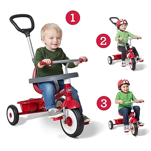 Radio Flyer 3-in-1 Stroll 'N Trike, Red Toddler Trike For 1.5-5 Years Old
