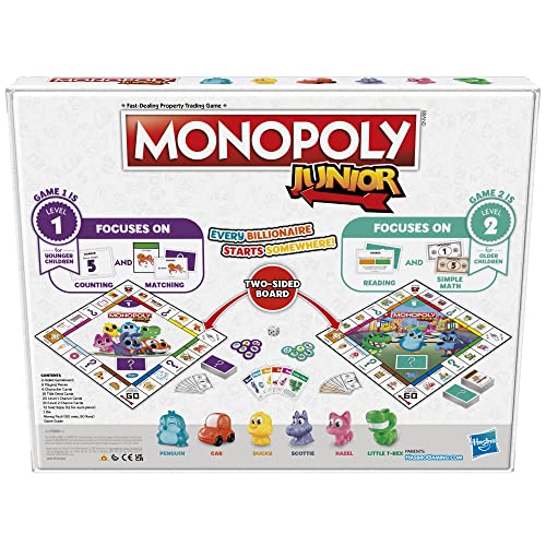 Hasbro Gaming Monopoly Junior, Family Board Game for 4+ Year Old Kids, Strategy Games for 2-6 Players