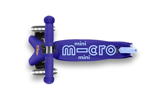 Micro Scooters | Mini Micro Deluxe LED Children's Scooter | Extra Grippy Deck | Weather Tested Stem | Remove & Fold Handlebar | Light Up Wheels | 2-5yrs | Boys & Girls | Blue