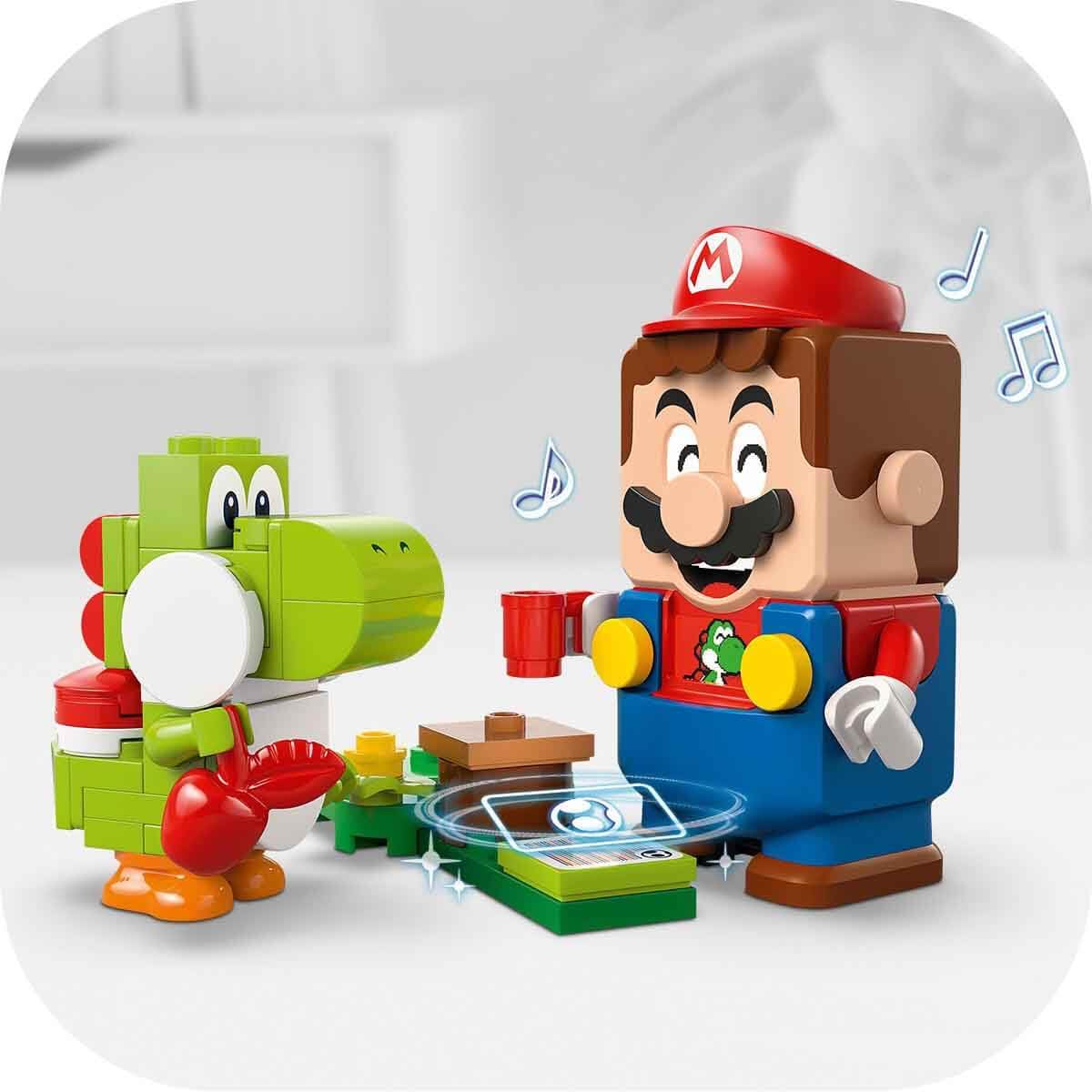 LEGO Super Mario Adventures set featuring interactive Mario, Bowser Jr.'s Clown Car, and Yoshi toy for ages 6 and up.
