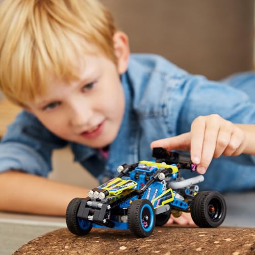 LEGO Technic Off-Road Race Buggy model kit with detailed features, designed for kids aged 8 and up, in action pose.