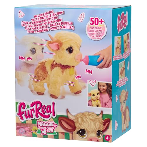 Just Play furReal Maggie the Feed & Follow Cow, 11 Inch Interactive Highland Mini Cow, for Boys and Girls, Ages 4 and Up